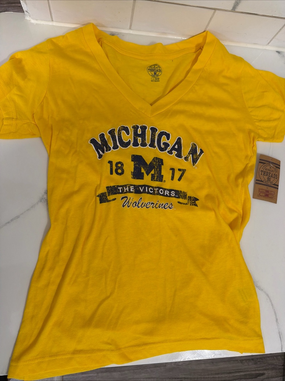 Rivalry Threads Yellow Michigan Wolverines V-Neck Tee